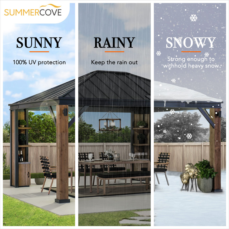 Sunjoy SummerCove Elmgrove 12 ft. x 14 ft. Solar Powered Hardtop Gazebo